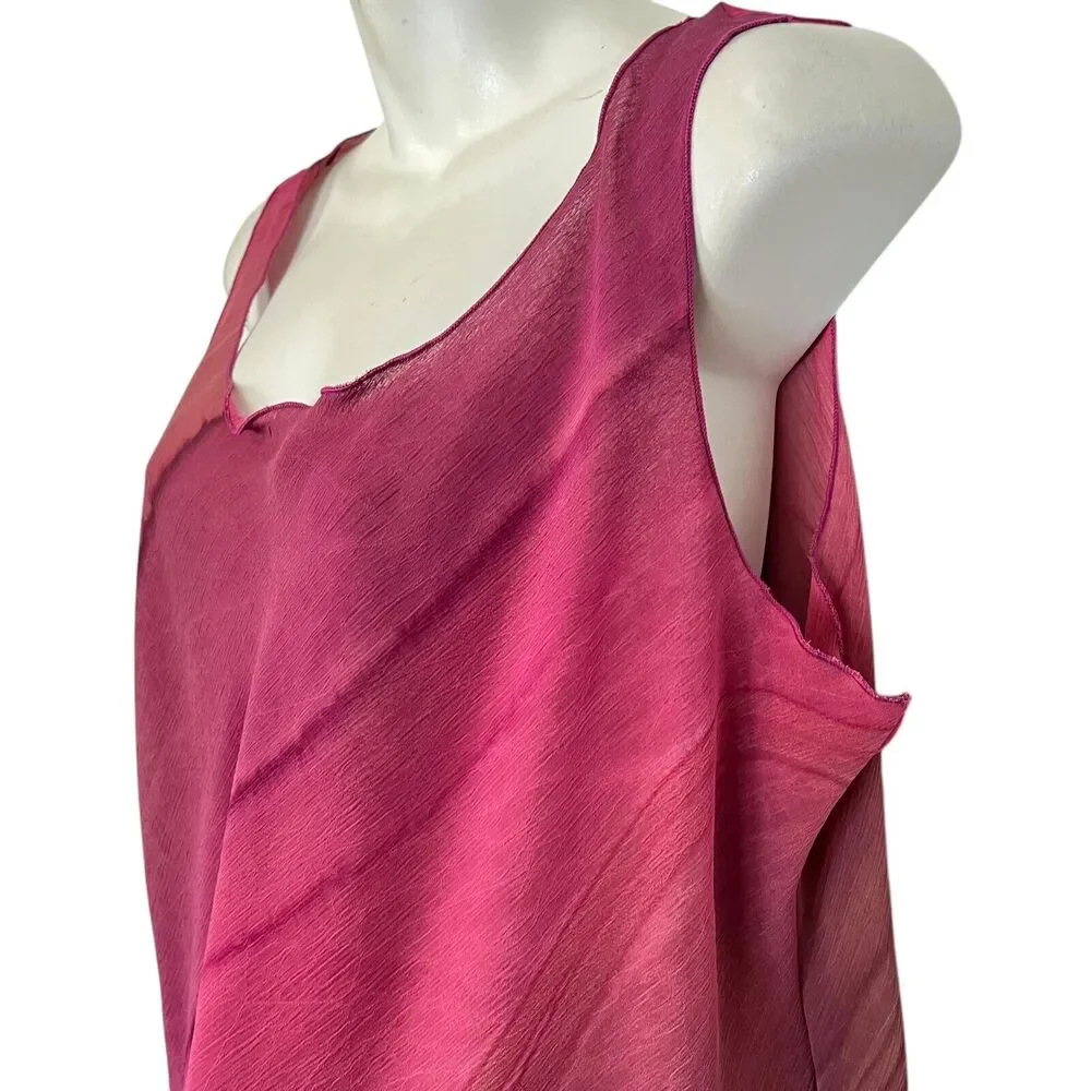Rapz Womens Sheer Oversized Flowy Lagenlook Top Pull On Skirt Resort Pink sz XL